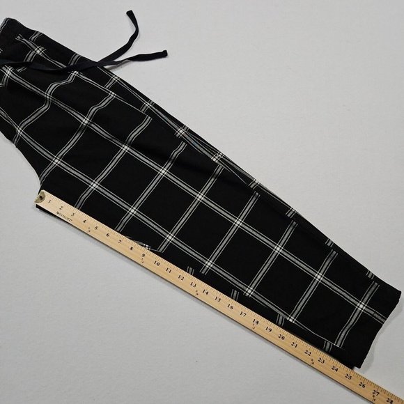 American Eagle Size 2 Black Plaid Super Hi-Rise Skinny Cropped Pants Drawstring - Picture 10 of 10